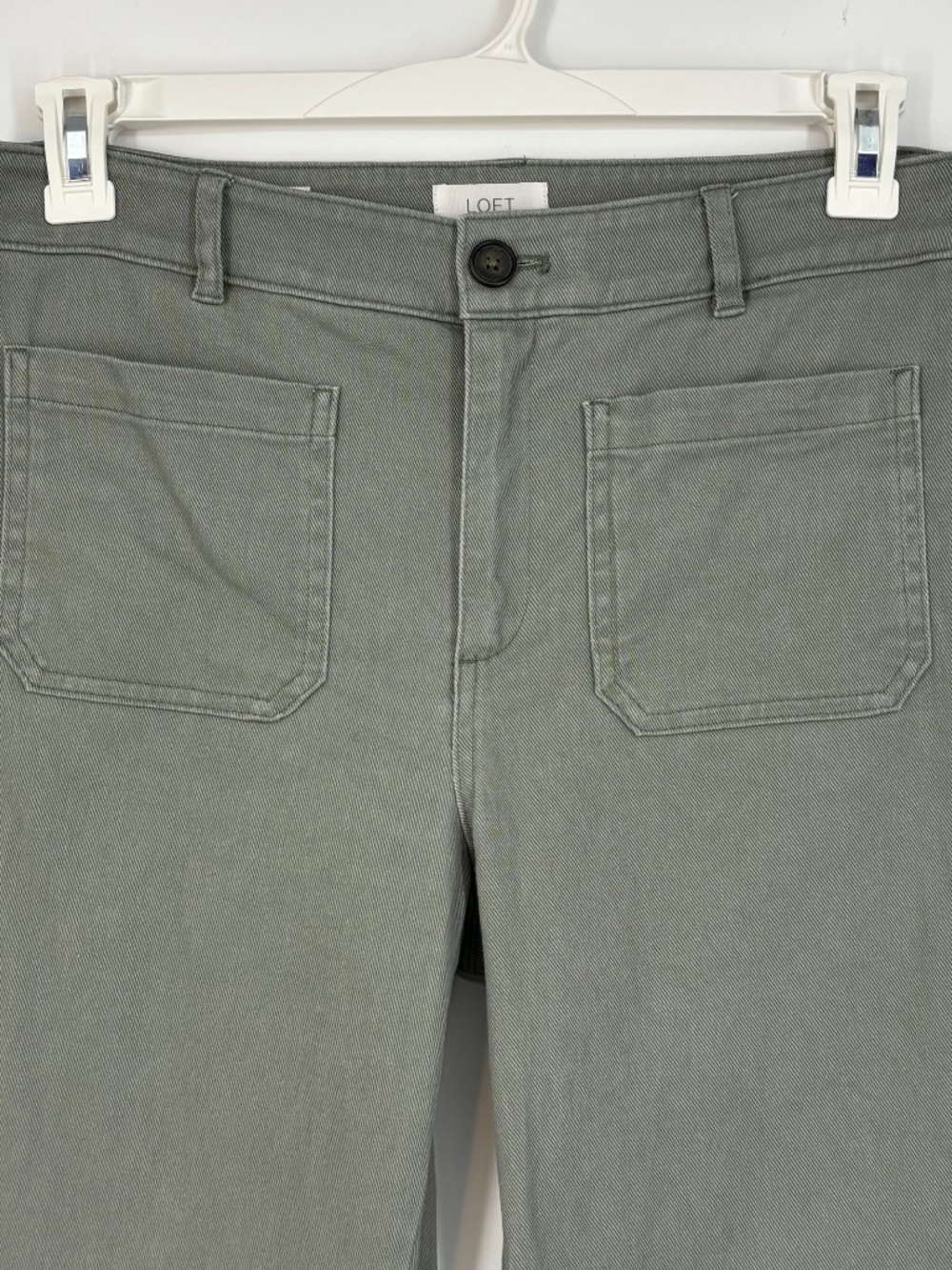 Loft Womens Size 6 The Palmer Wide Leg Jeans Sage Green Gray Patch Pockets Light - Picture 2 of 9